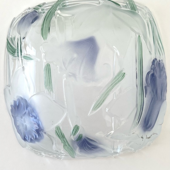 Vintage set of two glass flower print bowls salad bowls dessert bowls - Picture 7 of 12